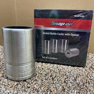 Snap-On Socket Bottle Cooler Set with Opener NIB - Insulated Stainless Steel